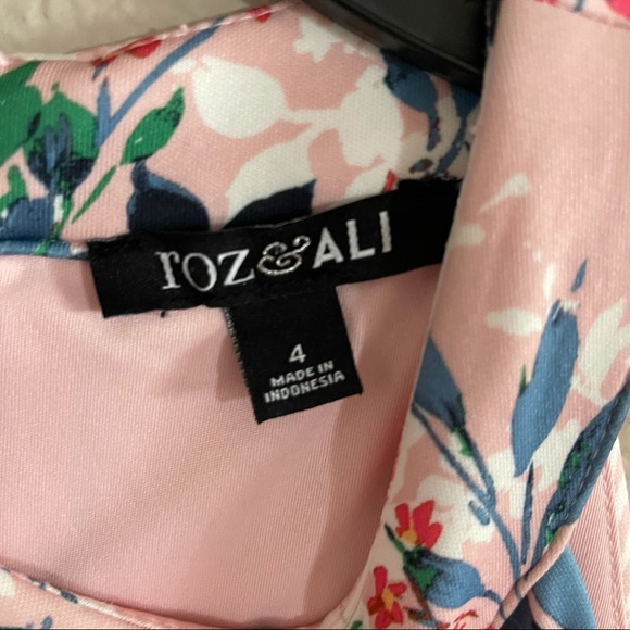 Roz & Ali Pink Floral Midi Dress Size 4 - Picture 3 of 10